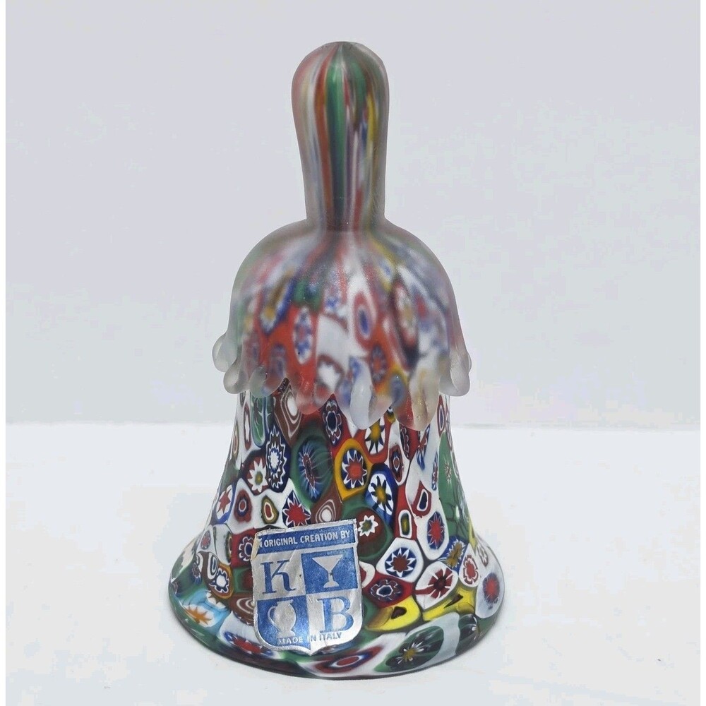 Vintage Murano Millefiori Bell Hand Blown Satin Glass Italy